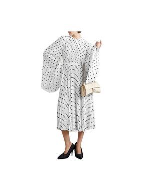 Balenciaga Pleated Polka Dot Crepe Midi Dress Size 6 (38)
